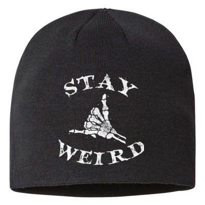 Stay Weird Gothic Skeleton Hand Shaka Novelty Halloween Sustainable Beanie