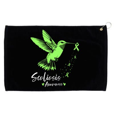 Scoliosis Warrior Green Hummingbird Scoliosis Awareness Great Gift Grommeted Golf Towel