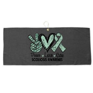 Scoliosis Warrior Green Peace Love Cure Scoliosis Awareness Gift Large Microfiber Waffle Golf Towel