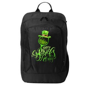 Shamrock Wine Glass Happy St Patrick's Day Cute Gift City Backpack