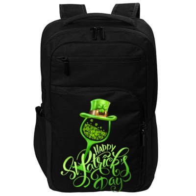 Shamrock Wine Glass Happy St Patrick's Day Cute Gift Impact Tech Backpack