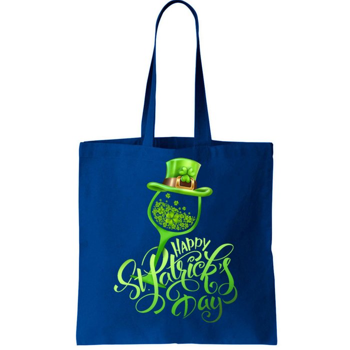 Shamrock Wine Glass Happy St Patrick's Day Cute Gift Tote Bag