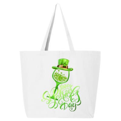 Shamrock Wine Glass Happy St Patrick's Day Cute Gift 25L Jumbo Tote