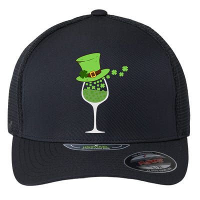 Shamrock Wine Glass St Patrick Day Irish Gift Meaningful Gift Flexfit Unipanel Trucker Cap