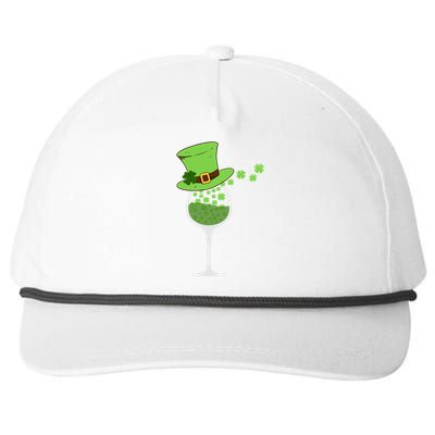 Shamrock Wine Glass St Patrick Day Irish Gift Meaningful Gift Snapback Five-Panel Rope Hat