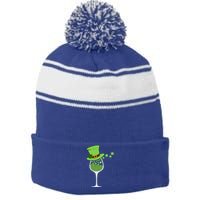 Shamrock Wine Glass St Patrick Day Irish Gift Meaningful Gift Stripe Pom Pom Beanie