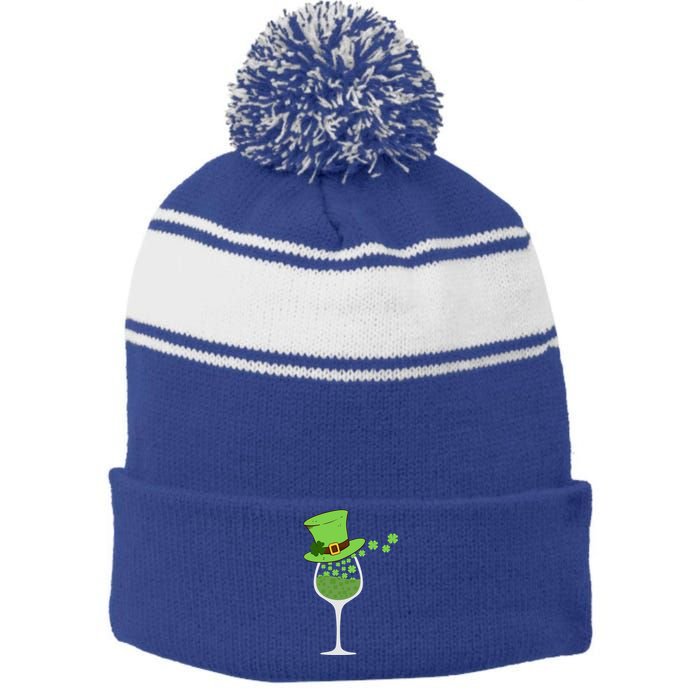 Shamrock Wine Glass St Patrick Day Irish Gift Meaningful Gift Stripe Pom Pom Beanie