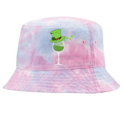 Shamrock Wine Glass St Patrick Day Irish Gift Meaningful Gift Tie-Dyed Bucket Hat