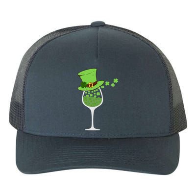 Shamrock Wine Glass St Patrick Day Irish Gift Meaningful Gift Yupoong Adult 5-Panel Trucker Hat