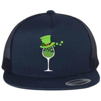 Shamrock Wine Glass St Patrick Day Irish Gift Meaningful Gift Flat Bill Trucker Hat