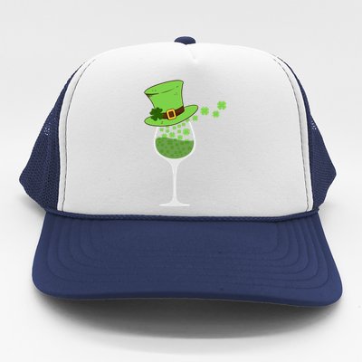 Shamrock Wine Glass St Patrick Day Irish Gift Meaningful Gift Trucker Hat