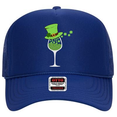 Shamrock Wine Glass St Patrick Day Irish Gift Meaningful Gift High Crown Mesh Back Trucker Hat