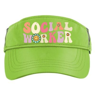 Social Worker Groovy Retro Vintage 60s 70s Design Gift Adult Drive Performance Visor