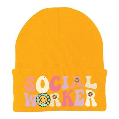 Social Worker Groovy Retro Vintage 60s 70s Design Gift Knit Cap Winter Beanie