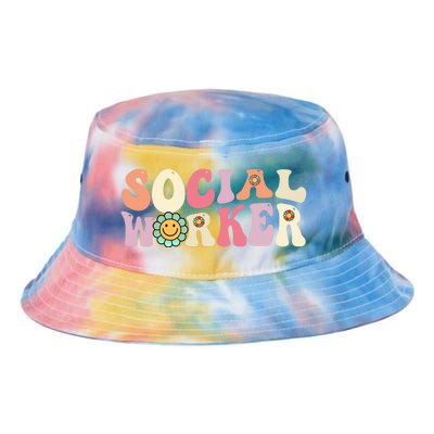 Social Worker Groovy Retro Vintage 60s 70s Design Gift Tie Dye Newport Bucket Hat