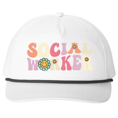 Social Worker Groovy Retro Vintage 60s 70s Design Gift Snapback Five-Panel Rope Hat