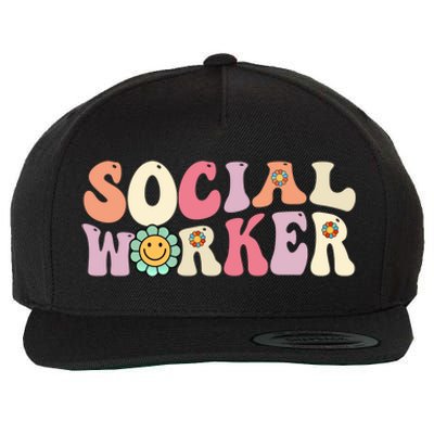 Social Worker Groovy Retro Vintage 60s 70s Design Gift Wool Snapback Cap