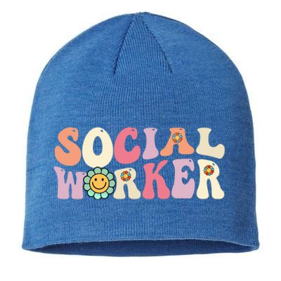 Social Worker Groovy Retro Vintage 60s 70s Design Gift Sustainable Beanie