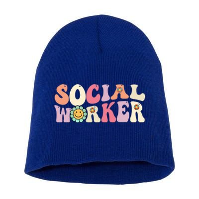 Social Worker Groovy Retro Vintage 60s 70s Design Gift Short Acrylic Beanie