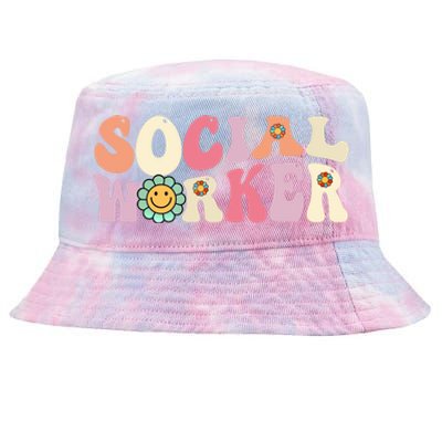 Social Worker Groovy Retro Vintage 60s 70s Design Gift Tie-Dyed Bucket Hat