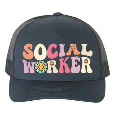 Social Worker Groovy Retro Vintage 60s 70s Design Gift Yupoong Adult 5-Panel Trucker Hat