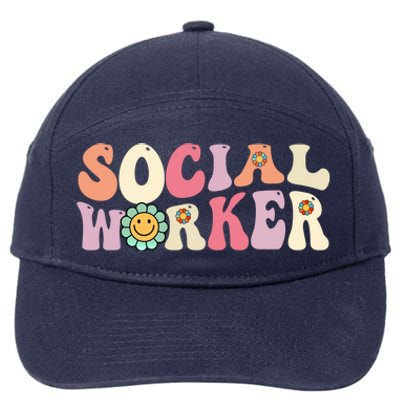 Social Worker Groovy Retro Vintage 60s 70s Design Gift 7-Panel Snapback Hat