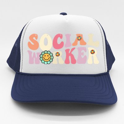 Social Worker Groovy Retro Vintage 60s 70s Design Gift Trucker Hat