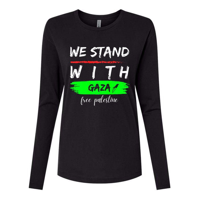 Stand With Gaza: Free Palestine Palestinian Cities Map Womens Cotton Relaxed Long Sleeve T-Shirt