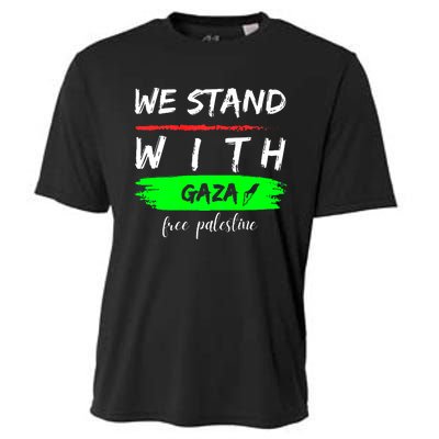 Stand With Gaza: Free Palestine Palestinian Cities Map Cooling Performance Crew T-Shirt