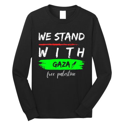 Stand With Gaza: Free Palestine Palestinian Cities Map Long Sleeve Shirt