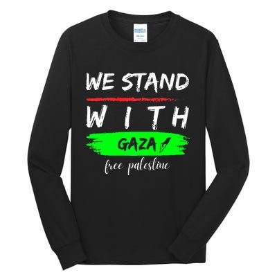 Stand With Gaza: Free Palestine Palestinian Cities Map Tall Long Sleeve T-Shirt