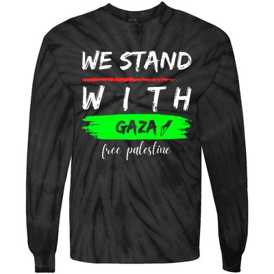 Stand With Gaza: Free Palestine Palestinian Cities Map Tie-Dye Long Sleeve Shirt