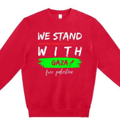 Stand With Gaza: Free Palestine Palestinian Cities Map Premium Crewneck Sweatshirt