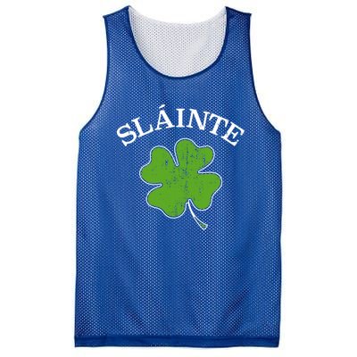 Slainte With Green Shamrock Clover For St Patricks Day Gift Mesh Reversible Basketball Jersey Tank