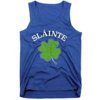 Slainte With Green Shamrock Clover For St Patricks Day Gift Tank Top