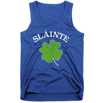 Slainte With Green Shamrock Clover For St Patricks Day Gift Tank Top