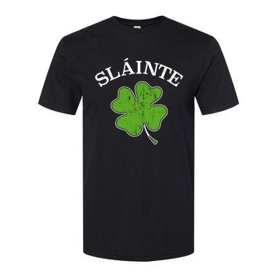 Slainte With Green Shamrock Clover For St Patricks Day Gift Softstyle CVC T-Shirt