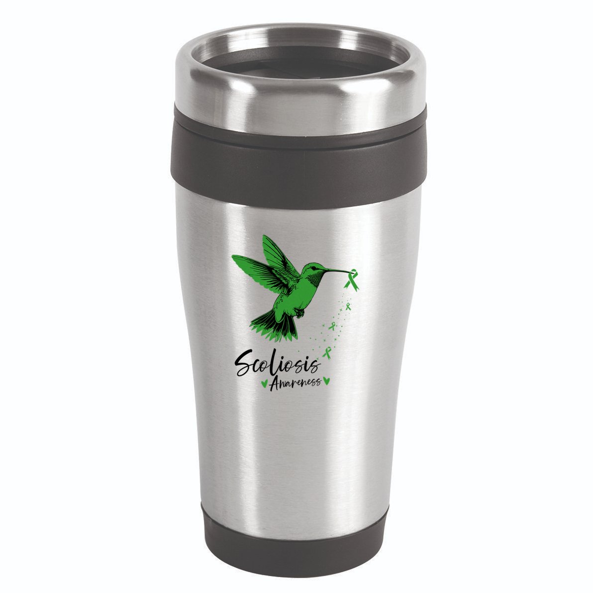 Scoliosis Warrior Green Hummingbird Scoliosis Awareness Gift 16oz Travel Tumbler