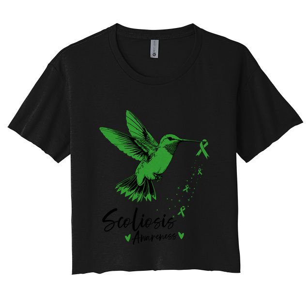 Scoliosis Warrior Green Hummingbird Scoliosis Awareness Gift Crop Top