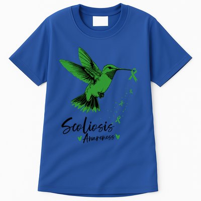 Scoliosis Warrior Green Hummingbird Scoliosis Awareness Gift Tall T-Shirt