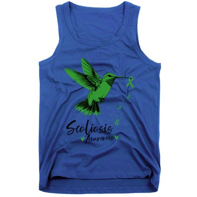 Scoliosis Warrior Green Hummingbird Scoliosis Awareness Gift Tank Top