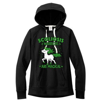 Scoliosis Warrior Green Ribbon Unicorn Scoliosis Awareness Gift Women's Fleece Hoodie