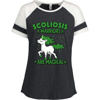 Scoliosis Warrior Green Ribbon Unicorn Scoliosis Awareness Gift Enza Ladies Jersey Colorblock Tee