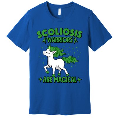 Scoliosis Warrior Green Ribbon Unicorn Scoliosis Awareness Gift Premium T-Shirt