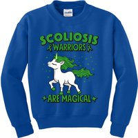 Scoliosis Warrior Green Ribbon Unicorn Scoliosis Awareness Gift Kids Sweatshirt