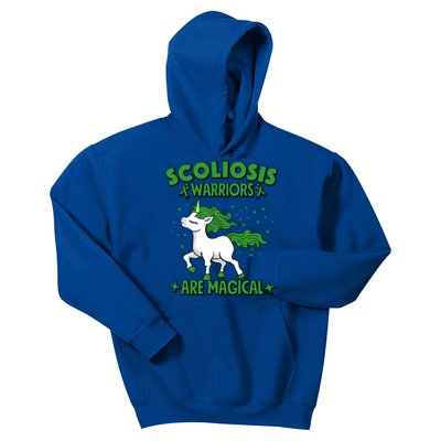 Scoliosis Warrior Green Ribbon Unicorn Scoliosis Awareness Gift Kids Hoodie