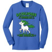 Scoliosis Warrior Green Ribbon Unicorn Scoliosis Awareness Gift Kids Long Sleeve Shirt