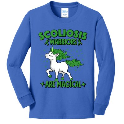 Scoliosis Warrior Green Ribbon Unicorn Scoliosis Awareness Gift Kids Long Sleeve Shirt