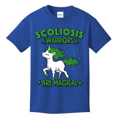 Scoliosis Warrior Green Ribbon Unicorn Scoliosis Awareness Gift Kids T-Shirt