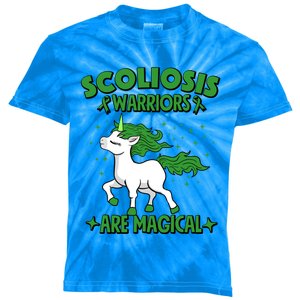 Scoliosis Warrior Green Ribbon Unicorn Scoliosis Awareness Gift Kids Tie-Dye T-Shirt